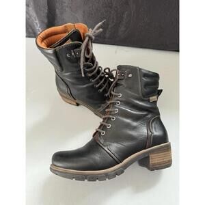 Pikolinos Black Leather Combat Boots Women’s 9.5 Biker Heel San Sebastián EUC